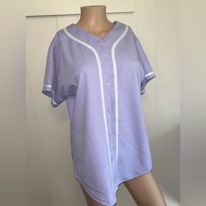 Hat and Beyond X-Large XL Baseball Jersey Shirt Lavender & White